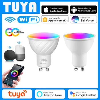1-4шт GU10 Прожекторная лампочка Tuya Smart Life / Homekit Cozylife WiFi RGBCW Умная светодиодная лампа работает с Alexa / Google Home