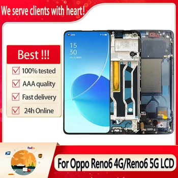 AMOLED Для Oppo Reno6 4G CPH2235 ЖК-дисплей С Сенсорным Экраном Дигитайзер В Сборе Замена Для Oppo Reno6 5G CPH2251 PEQM00 LCD