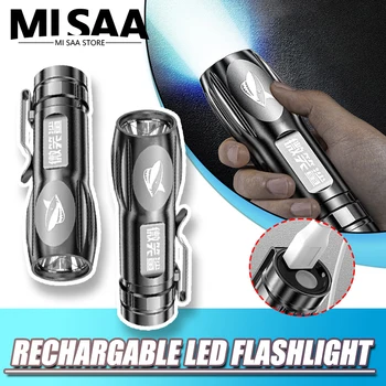 Мини-фонарик, светодиодный фонарик высокой мощности, USB-перезаряжаемая лампа-вспышка с фиксированным фокусом, Портативный кемпинговый Водонепроницаемый фонарик дальнего действия