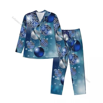 Мужские пижамные комплекты, рождественские еловые ветки, пижамы, верхняя одежда для отдыха с длинным рукавом, осенне-зимняя одежда для отдыха