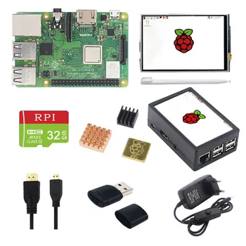 Raspberry Pi 3 Model B Plus с 3,5-дюймовым сенсорным экраном Wi-Fi, адаптером питания, корпусом и радиатором