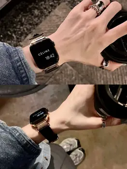 Браслет cortex iWatch Ultra 9 8 7 6 5 4 se для девочек с металлическим соединением для ремешка Apple Watch 41 40 45 мм 38 мм 49 42 44 44