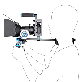 Плечевое крепление камеры YELANGU D222 с двумя ручками + комплект стабилизатора камеры с матовой коробкой + функция последующей фокусировки для зеркальной камеры
