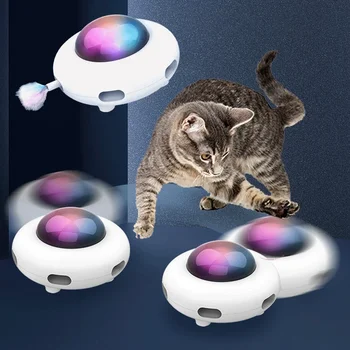 Игрушка для кошек, умный тизер, вертушка для домашних животных, Игрушки для обучения ловле, USB-зарядка, Тизер для кошек, Сменное перо, Интерактивное Авто