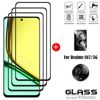 Для Realme C67 Glass Realme C67 5G Закаленное Стекло С Полным Клеевым Покрытием Защитная Пленка Для Экрана Realme C67 4G 5G Пленка Для Камеры