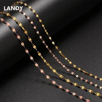Ожерелье из настоящего 18-каратного золота LANDY Pure AU750 Простой дизайн цепочки для губ, цепочка с подвеской, женский бутик ювелирных изделий, подарок X0008