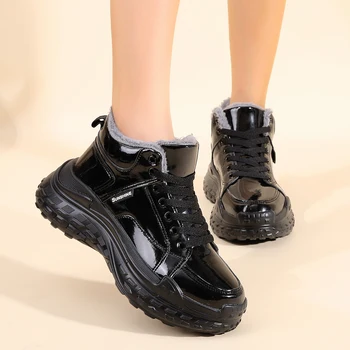 Зимняя плюшевая спортивная обувь для женщин, толстые меховые кроссовки для бега, женские уличные нескользящие кроссовки, женская обувь Chaussure Femme