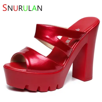 Маленькие размеры 32-43, шлепанцы на высоком каблуке, Летняя женская обувь на платформе, 2023, красные тапочки на толстой подошве для свадьбы, офисная модель