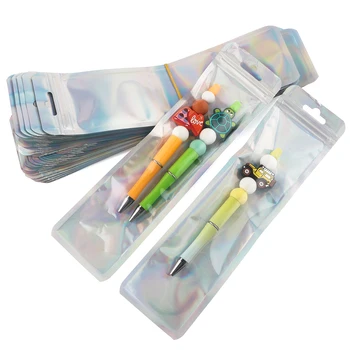 100 ~ 2500 шт. /лот, пластиковые пакеты для украшений с бисерными ручками, прозрачная герметичная упаковочная сумка с отверстием для подвешивания с замком на молнии