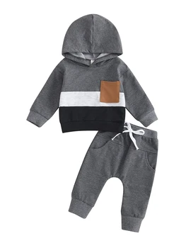 Зимняя одежда для маленьких девочек, теплая куртка с капюшоном на флисовой подкладке и брюки с эластичным поясом, комплект из 2 предметов
