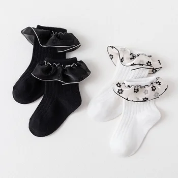 Four Seasons General Новая корейская версия простых кружевных носков Princess, мягких эластичных дышащих танцевальных носков для девочек 2-10 лет