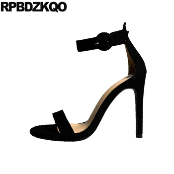 Босоножки с ремешком на щиколотке и открытым носком, женские туфли для стриптиза, известные брендовые черные экстремальные туфли-лодочки, фетиш-обувь для экзотических танцовщиц