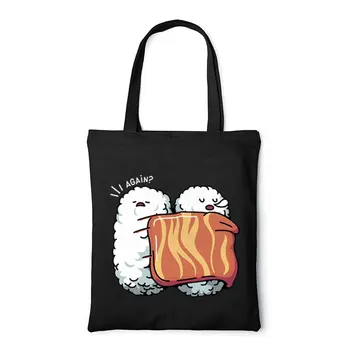 Женская сумка для покупок Sleeping Sushi, Тканые сумки-тоут, Холщовые сумки для покупок, повседневные сумки, женские сумки, Модная сумка-тоут, забавная Эко-ткань