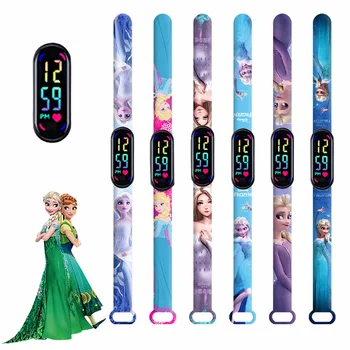 Детские цифровые часы Disney Frozen Elsa Anna Princess с мультяшным сенсорным управлением, водонепроницаемые электронные детские часы, игрушки в подарок на день рождения