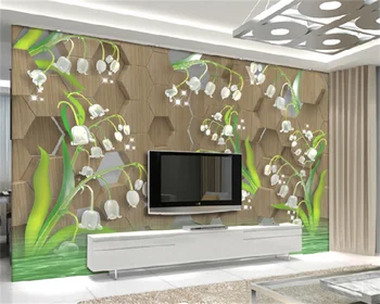 Пользовательские обои 3D простая мода кристалл белый тюльпан тень шестиугольная графика высококачественный фон для телевизора в гостиной домашняя фреска
