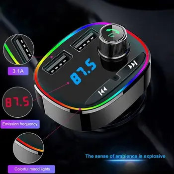 Беспроводной Автомобильный Адаптер Громкой Связи Bluetooth 5.0 Transmitt FM MP3 Для Автомобильного Аудиоприемника USB-Передатчик Быстрое Зарядное Устройство Автомобильный Модуль C3W6