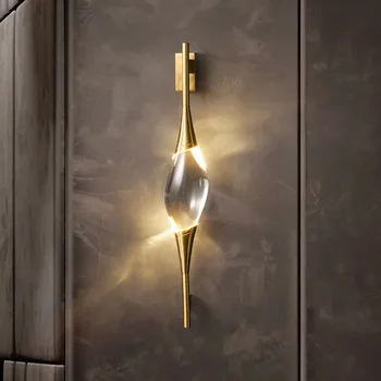 Современный хрустальный настенный светильник, Дизайнерский минималистичный декор, Настенный светильник для гостиной, Освещение для столовой, Настенный светильник для кабинета, Спальня Bedsi
