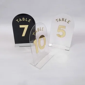Черно-белая карточка с номерами свадебного стола в виде арки с подставками, Акриловый Табличный знак с держателем для центрального декора свадебного стола