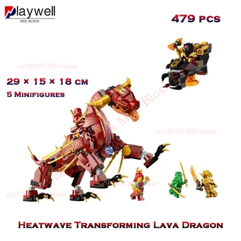 2023 Новые тепловые волны Трансформирующие Строительные блоки Lava Dragon Кирпичи Совместимые 71793 Игрушки Детский День рождения Рождественский подарок
