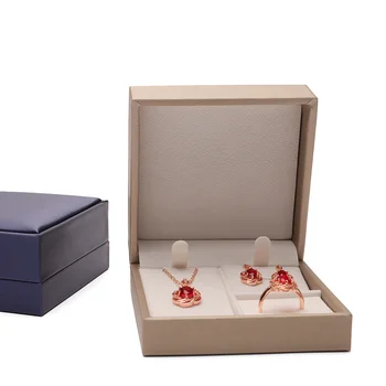 Коробка-органайзер для ювелирных изделий из искусственной кожи, ожерелье, кольца, футляр для хранения, серьги, подвеска, подарочная упаковочная коробка, свадебные футляры сине-золотого цвета