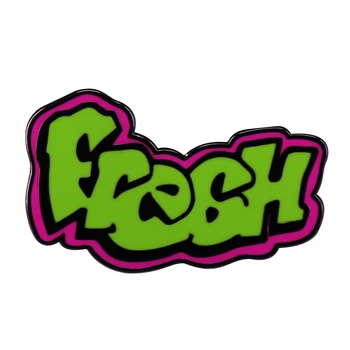 Брошь с логотипом Fresh Graffiti, значок с зеленой буквой, модный декоративный аксессуар, индивидуальность