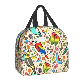Изолированная сумка для ланча с забавным попугаем, герметичный кулер для птиц Budgie Cockatiel, термобокс для Бенто для женщин, сумка для работы в офисе, Школьная сумка для еды