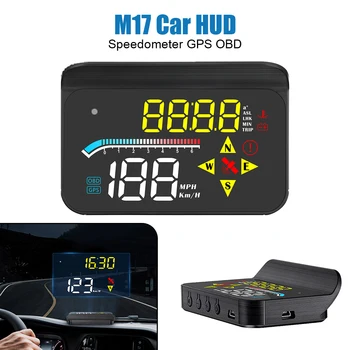 Автомобильный HUD Спидометр M17 OBD GPS Головной Дисплей Проектор Лобового Стекла Mini для Всех Автомобилей Аксессуары Для Автоэлектроники