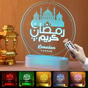 СВЕТОДИОДНЫЙ Eid Mubarak Moon Night Light 3D Акриловый Рамадан Спальня Декоративная Настольная Лампа Украшение Домашней Вечеринки Подарки