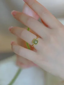 Квадратное Сахарное кольцо, Модная Персонализированная Универсальная имитация нефрита Хотан, Открывающаяся Регулируемая Одежда для рук