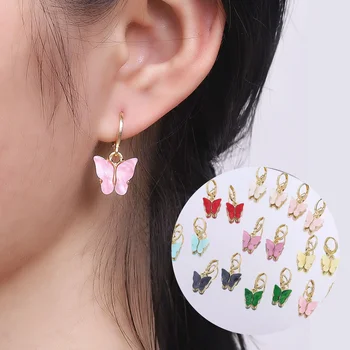 2023 новые корейские модные ювелирные изделия из двух частей взрывного цвета, акриловое ожерелье с бабочкой, серьги