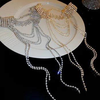 Женское многослойное ожерелье с длинной кисточкой, европейское и американское ожерелье-цепочка на ключицы