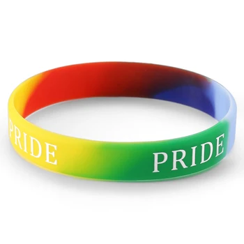 Резиновые браслеты с принтом Rainbow Pride, 1 шт., силиконовые браслеты