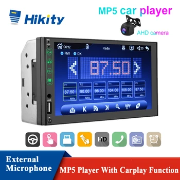 Автомобильный стереоприемник Hikity 2 Din, Универсальный мультимедийный плеер с Carplay Android Auto, Поддержка внешнего микрофона TF /USB