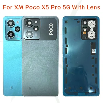 Оригинал Для Xiaomi POCO X5 Pro 5G Крышка Батарейного Отсека Со Стеклянным Объективом Камеры Для Xiaomi poco x5pro Сменная Задняя Крышка Корпуса