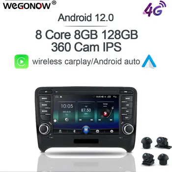 Carplay DSP IPS Android 12,0 8 ГБ + 128 ГБ 8 Ядерный Мультимедийный Плеер GPS Карта RDS Радио Bluetooth Wifi 360 cam Для Audi TT 2003-2011