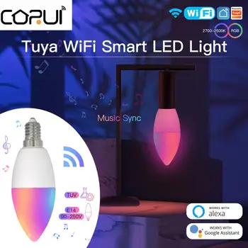 CORUI Tuya Smart WiFi E14 RGB LED Лампочка 100-240 В С Регулируемой Яркостью Волшебные Лампочки Работают С Alexa Google Home Smart Life