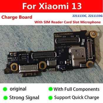 Оригинальная USB-плата для зарядки Xiaomi 13 Mi13 Порт зарядки Док-станция Микрофон Устройство чтения SIM-карт Разъем для слота для карт Небольшой Кабель для платы