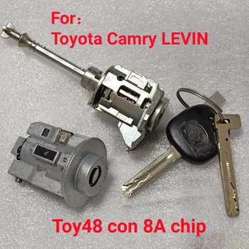 Оригинальный замок зажигания автомобиля для Toyota TOY48 Внутреннее фрезерование Четырехколейный С двумя оригинальными механическими ключами 1 шт. Чип 8A