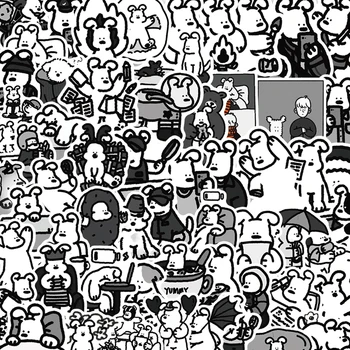 10/62 шт. Милые Черно-Белые Наклейки с Собаками, Забавные Животные, Щенок, Наклейка для Ноутбука, Альбом для Вырезок, Скейтборд, Велосипед, Автомобиль, Игрушка Для Телефона, Наклейки