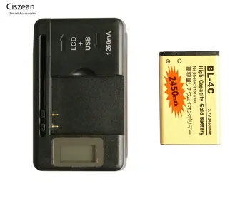 1x2450 мАч BL-4C BL 4C BL4C Золотой Сменный Аккумулятор + ЖК-Зарядное Устройство Для Nokia 6100 6300 X2 6021 7180 3118 6136 6110 1006 7205