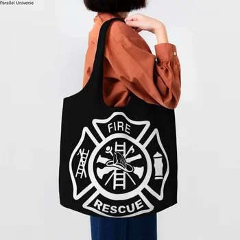 Пожарный-спасатель, сумка для покупок в продуктовых магазинах, женские модные холщовые сумки для покупок через плечо, сумки большой емкости, сумки
