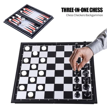 Набор настольных игр в шахматы 10 дюймов, складной обучающий набор для шахмат 3 в 1, многофункциональный со складной шахматной доской для подростков, взрослых, начинающих