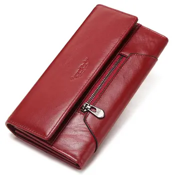 Женский кошелек из натуральной кожи RFID с длинным держателем для карт высшего качества, классический женский кошелек, роскошный удобный кошелек для паспорта для девочки CU81